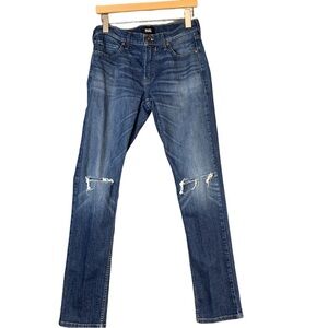 PAiGE Men’s Lennox Slim Jean Ripped Knees Whiskering Fading 30 W / 31 L Stretch